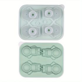 1pc Astronaut Ice Cube Mold Frozen Coffee Milk Tea Internet Celebrity Ice Mold Homemade Silicone Sorbet Ice Tray Mold (Green: 4 Even Spaceman Ice Tray - Dark Green)