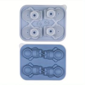 1pc Astronaut Ice Cube Mold Frozen Coffee Milk Tea Internet Celebrity Ice Mold Homemade Silicone Sorbet Ice Tray Mold (Green: 4 Astronaut Ice Trays - Haze Blue)