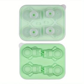 1pc Astronaut Ice Cube Mold Frozen Coffee Milk Tea Internet Celebrity Ice Mold Homemade Silicone Sorbet Ice Tray Mold (Green: 4 Astronaut Ice Trays-Green)