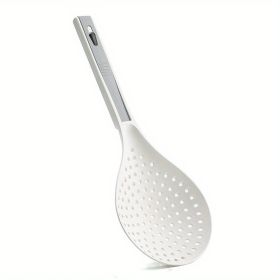 1pc New Multi-functional Large Filter Spoon Kitchen Long Handle With Clip Filter Spoon Household Dumpling Glutinous Rice Ball Colander (Green: White Gray)