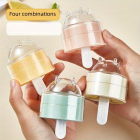 4pcs New Creative Dual-Purpose Lollipop Shaped Ice Hockey Ice Cube Mold Whiskey Household Round Ball Ice Maker (Green: Four Combinations)