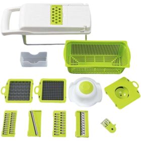 Kitchen Multi - function Dicing and Cutting Vegetables Magic Tool Potato Wire Cutter Grater (Green: White)