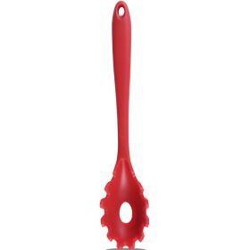 Silicone Pasta Fork Non-Stick Spaghetti Server Pasta Server Dishwasher Safe Stain Resistant Heat Resistant Cooking Utensils (Green: Red)