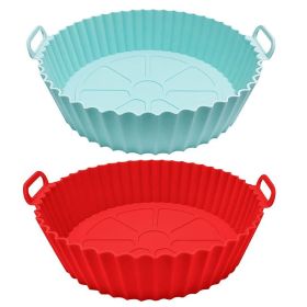 1/2pcs Air Fryer Silicone Pot; Reusable Air Fryer Liners; Silicone Air Fryer Basket; Food Safe Air Fryer Accessories (Green: Dark Red + Light Blue)