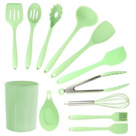 Cooking Baking 10 PCS Spatula Set High Heat Resistant Kitchen Utensil Set (Green: Green, Type: Kitchen Tools 12 Pcs)