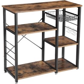 3-Tier Industrial Kitchen Baker's Rack Utility Microwave Oven Stand Storage Cart Workstation Shelf, Vintage (Green: Brown)