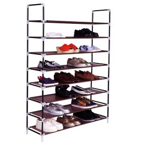 100cm Ultra Large Capacity 8 Layers Non-woven Fabrics & Steel Shoe Rack RT (Green: Dark Brown)