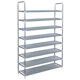 100cm Ultra Large Capacity 8 Layers Non-woven Fabrics & Steel Shoe Rack RT (Green: Gray)