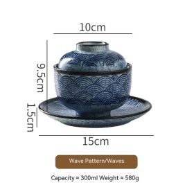 Japanese Style Tableware Ceramic Soup Bowl With Lid Tureen (Option: Slow Cooker HAILANG Pattern)